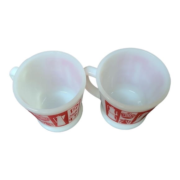 Vintage Anchor Hocking Fire King Red Kitchen Aids Mugs Set of 2 - Picture 6 of 7
